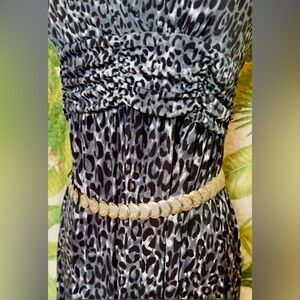 EUC Vintage Grecian Retro Silver Coin Disc Super Stretch Waist Belt